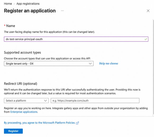 Register an application in Microsoft Entra with the redirect URI left empty