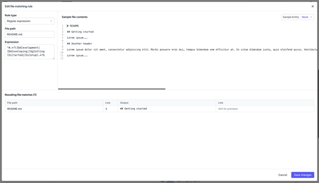 File matching rule editor dialog