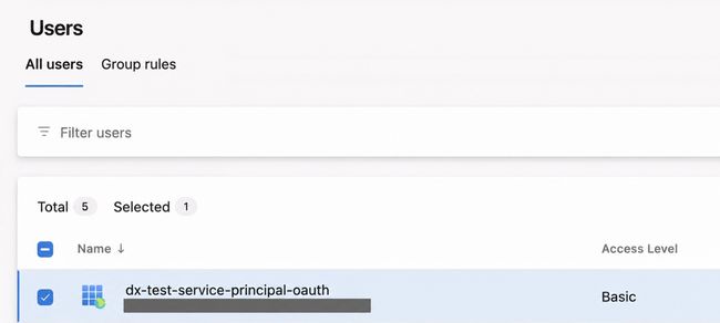 Service principal listed in Azure DevOps Users with Basic access