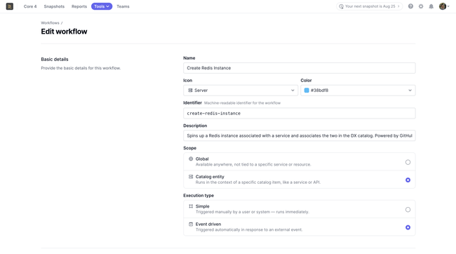 Workflows settings page