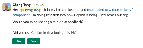 Prequalifier survey message sent to a user in Slack