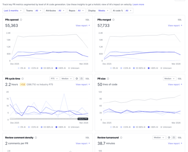 AI pull request overview report in DX