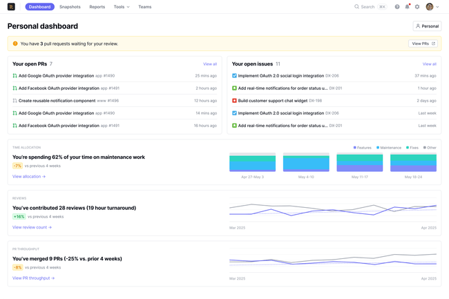 DX Personal Dashboard